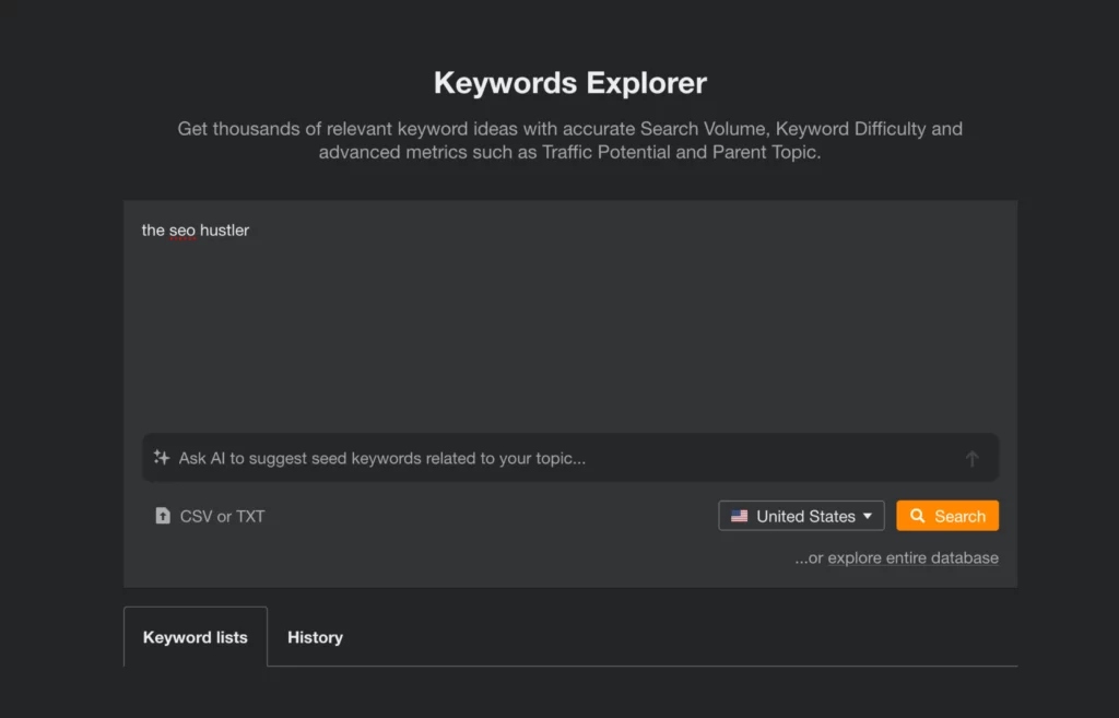 Ahrefs Keyword Research Tool